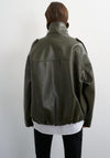 TOPSHOP Toma Faux Leather Bomber Jacket, Green