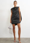 TOPSHOP Trille Capped Sleeve Satin Mini Dress, Black