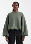 TOPSHOP Bia Long Sleeve Bubble Hem Jumper, Green