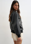 TOPSHOP Rille Coated Bomber Jacket, Black