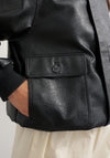 TOPSHOP Rille Coated Bomber Jacket, Black
