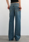 TOPSHOP Ember Belted Low Rise Wide Leg Jeans, Blue
