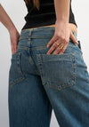 TOPSHOP Ember Belted Low Rise Wide Leg Jeans, Blue