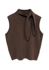 TOPSHOP Cassi Knitted Tie Neck Top, Brown