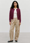 TOPSHOP Sia Knitted Button Up Cardigan, Wine