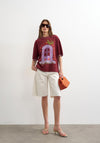 TOPSHOP Pernille Oversized Graphic T-Shirt, Burgundy