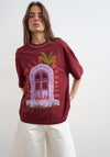 TOPSHOP Pernille Oversized Graphic T-Shirt, Burgundy