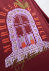 TOPSHOP Pernille Oversized Graphic T-Shirt, Burgundy