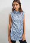 TOPSHOP Carla Sequin with Side Tie Detail Tunic Top, Blue