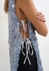 TOPSHOP Carla Sequin with Side Tie Detail Tunic Top, Blue