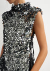 TOPSHOP Carla Sequin with Side Tie Detail Tunic Top, Black