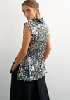 TOPSHOP Carla Sequin with Side Tie Detail Tunic Top, Black
