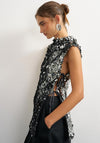 TOPSHOP Carla Sequin with Side Tie Detail Tunic Top, Black