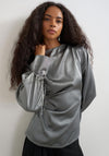TOPSHOP Denka Shoulder Pad Funnel Top, Grey