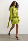 TOPSHOP Ceren Satin with Scarf Tie Detail Mini Dress, Green