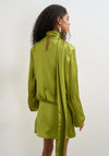 TOPSHOP Ceren Satin with Scarf Tie Detail Mini Dress, Green