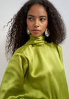 TOPSHOP Ceren Satin with Scarf Tie Detail Mini Dress, Green
