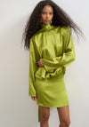 TOPSHOP Ceren Satin with Scarf Tie Detail Mini Dress, Green