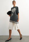 TOPSHOP Brit Floral Print Oversized T-Shirt, Washed Grey