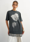 TOPSHOP Brit Floral Print Oversized T-Shirt, Washed Grey