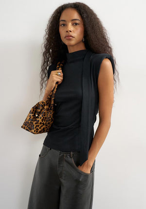 TOPSHOP Benda High Neck Top, Black