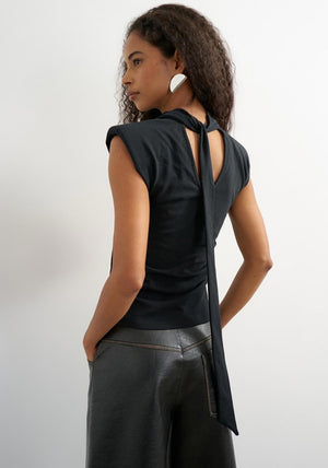 TOPSHOP Benda High Neck Top, Black