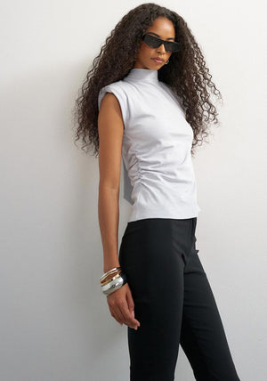 TOPSHOP Benda High Neck Top, Silver