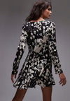 TOPSHOP Deep Cowl Neck Floral Mini Dress, Black