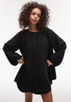TOPSHOP Contrast Stitch Ballon Sleeve Dress, Black