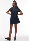 Topshop denim pinny dress with button detail in ra