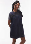 Topshop denim pinny dress with button detail in ra