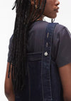 Topshop denim pinny dress with button detail in ra