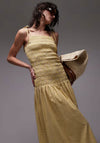 Topshop Cami shirred midi dress in yellow check -