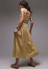 TOPSHOP Cami Shirred Check Midi Dress, Yellow