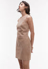 TOPSHOP Tan Stripe Tailored Denim Dress, Tan