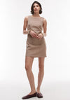 Topshop denim square neck tailored dress in tan st