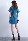 TOPSHOP Denim Short Sleeved Structured Mini Dress, Blue
