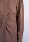 Topshop Anne Funnel Neck Structured Mini Dress, Brown