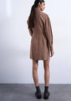 Topshop Anne Funnel Neck Structured Mini Dress, Brown