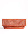 TOPSHOP George Ribbed Textured Flap Over Clutch Bag, Orange