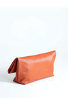 TOPSHOP George Ribbed Textured Flap Over Clutch Bag, Orange
