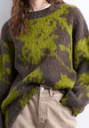TOPSHOP Katrina Printed Knit Jumper, Brown & Green