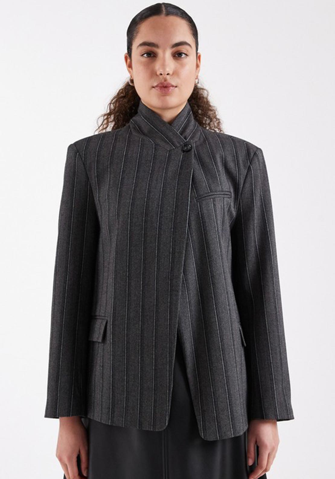 TSALAZ PINSTRIPE HIGHNECK BLAZER
