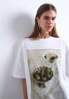 Topshop Lotta Martini Print Oversized T-Shirt, Ivory