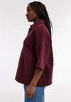 TOPSHOP Lora Short Sleeve Polo Sweat Top, Burgundy