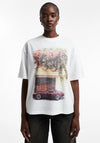 Topshop Lotta Retro Car Print Oversized T-Shirt, Ivory