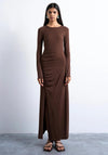TOPSHOP Rose Ruched Maxi Dress, Brown