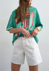 TOPSHOP Vigga Relaxed Denim Shorts, White