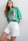 TOPSHOP Vigga Relaxed Denim Shorts, White