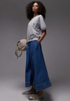 TOPSHOP Elina High Rise Denim Maxi Skirt, Blue